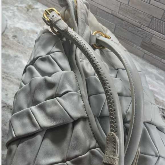 Miu Miu Nappa Leather Patchwork Light Blue Tote - Picture 7 of 11